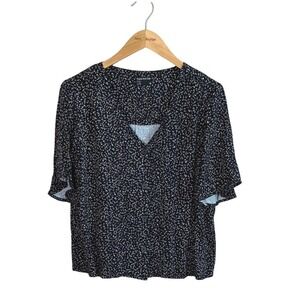 FRANK AND OAK Large Viscose Modal Blend Button Up Boxy Blouse Contemporary